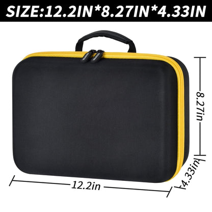 Hard Storage Tools Case, Store for DeWalt Drill Tools & Angle Grinder/for AstroAI Tire Inflator and More - 12"x8"x2" with Mesh Pocket & Comfort Handle