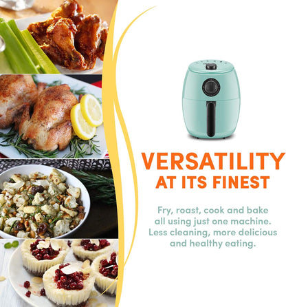 Elite Gourmet EAF0201BLX Personal Compact Electric Hot Air Fryer | Oil-Less Healthy Cooker, 1000W, 2.1 Quart