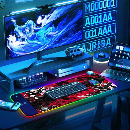 ToLuLu RGB Gaming Wireless Charging Mouse Pad, 5/7.5/10/15W 10 Light Modes LED Mouse Pad Computer Keyboard Mat Mousepad, 800x300x4MM Extended Large Desk Mat for Gaming, MacBook, Laptop, PC, Galaxy