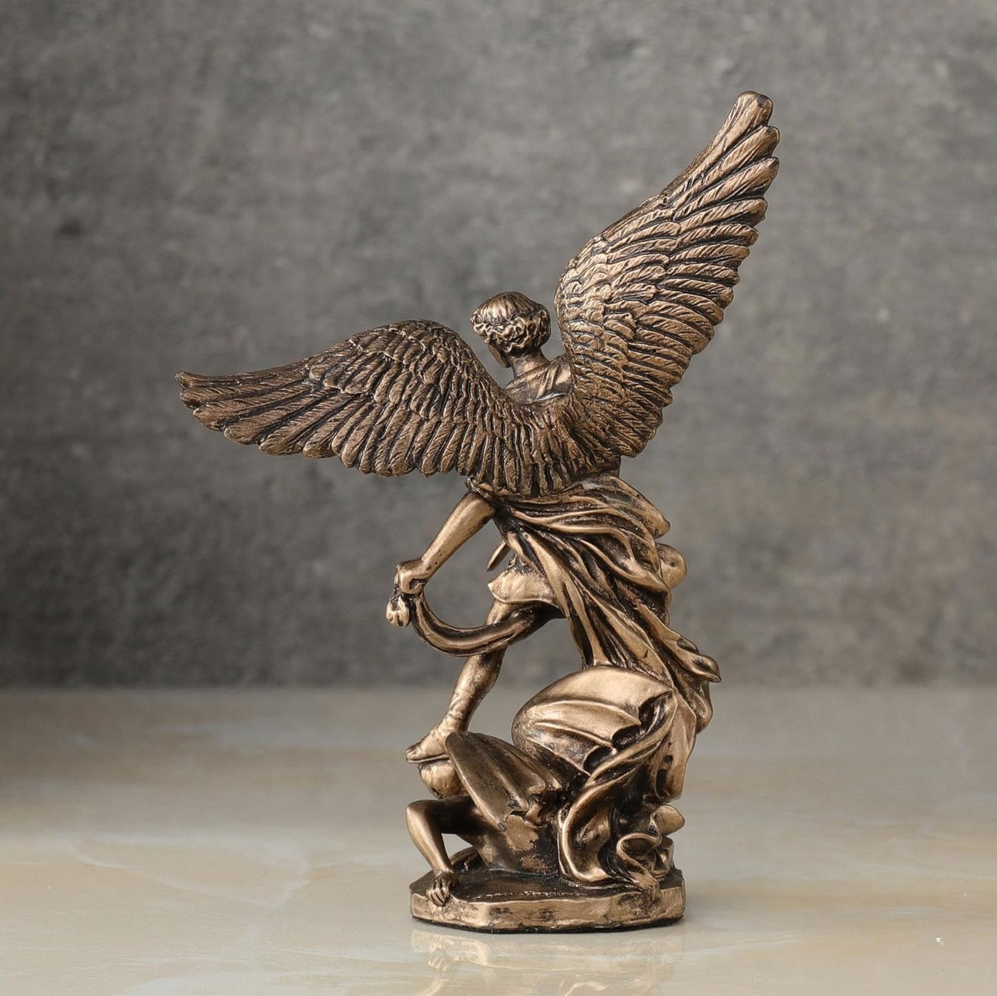 Veronese Design 4 Inch Archangel Saint Michael Figurine, Hand Painted Bronze Finish
