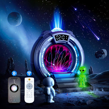 Back-to-School Season Boy Gift,Night Light Aurora Projector for Kids LED Plasma Ball Lamp/Clock,White Noise/Bluetooth
