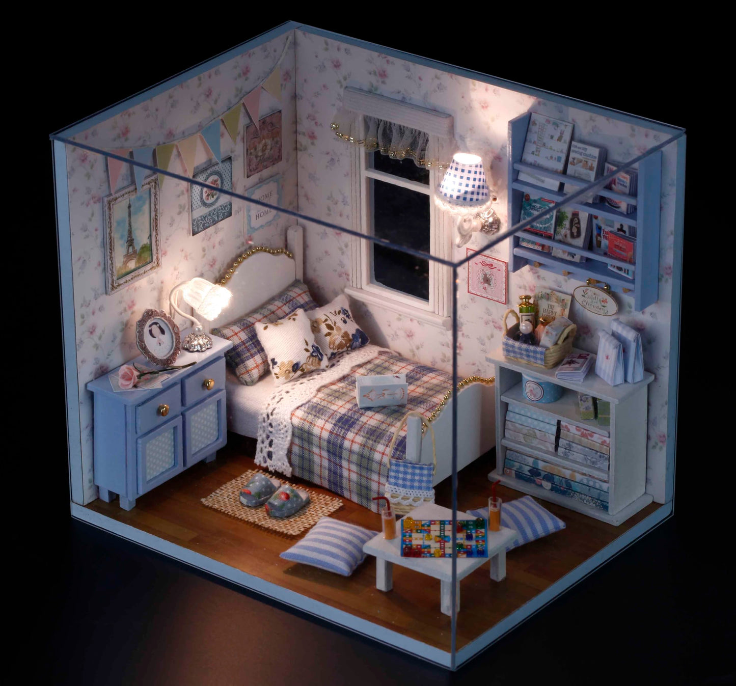 CUTEROOM DIY Miniature House Kit - Mini Craft Rooms for Adults with LED Lights, Realistic Mini Dollhouse Kit Building Model Kit, Creative Home Decor Gift- Sunshine Overflowing