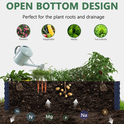 FOOWIN 4pcs 8x4x2ft Galvanized Raised Garden Bed, Planter Raised Garden Boxes Outdoor, Large Metal Raised Beds for Gardening, Garden Bed for Vegetables, Flowers, Herb,478 Gallon Capacity, Royal Blue