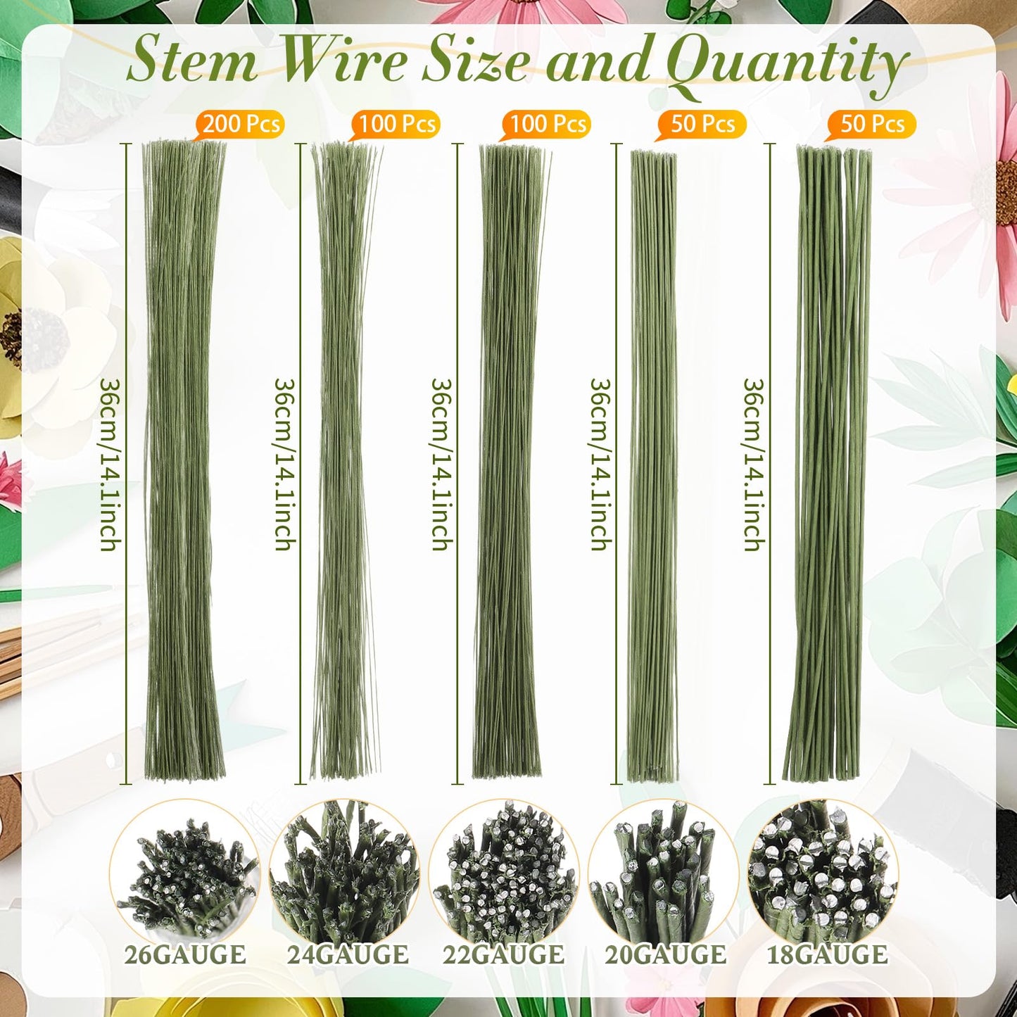 Blulu Floral Arrangement Kit, 13 Pcs Flower Arrangements Supplies Includes Gauge Paddle Wire, 18 20 22 24 26 Gauge Floral Wire Stems, Green Tape, Cutter Scissor, Bouquet Accessories for DIY Crafts