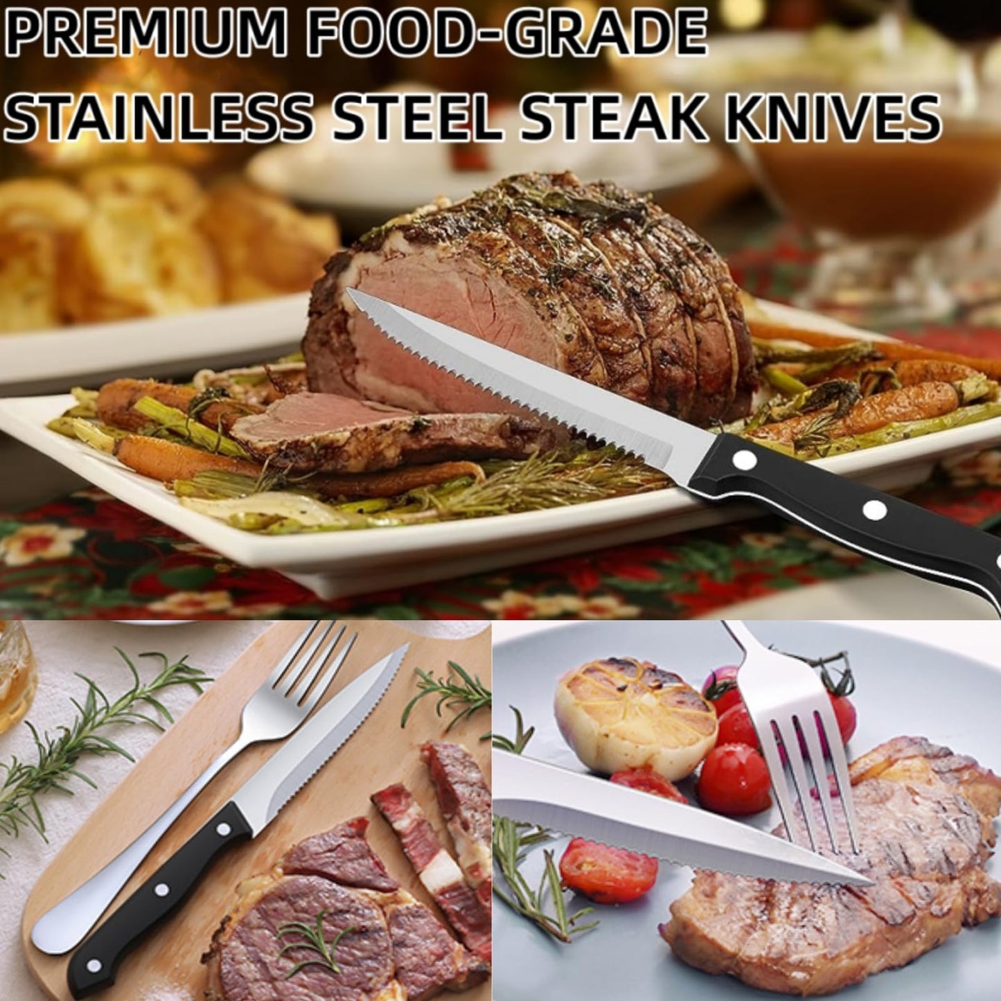 49-Piece Stainless Steel Silverware Set with Cutlery Organizer, Service for 8 with Steak Knives and Kitchen Utensils