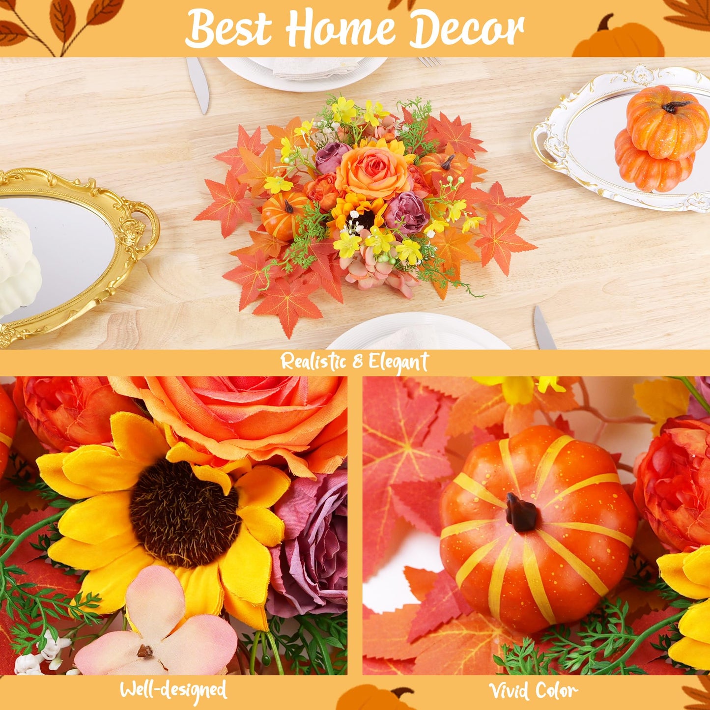 Party to Be Thanksgiving Decorations Set of 38 Pieces Friendsgiving Balloon Banner, Hanging Swirls, Pumpkin and Turkey Balloon Kit, Artificial Flower Dinner Table Centerpiece Fall