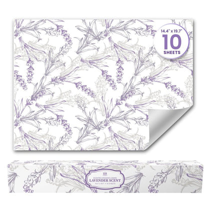 Lavender Scented Drawer Liners for Dresser Drawers (10 Large Sheets, 19.7" x 14.4") - Non Adhesive Drawer Paper Liner for Bedroom Dresser & Closet Shelves by Linda’s Essentials
