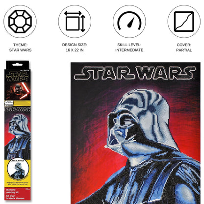 DIAMOND DOTZ Darth Vader Star Wars Diamond Painting Kits for Adults - Diamond Art Kits a Relaxing Creative Craft Kit with Dotz Gems 22.4"x16.5"
