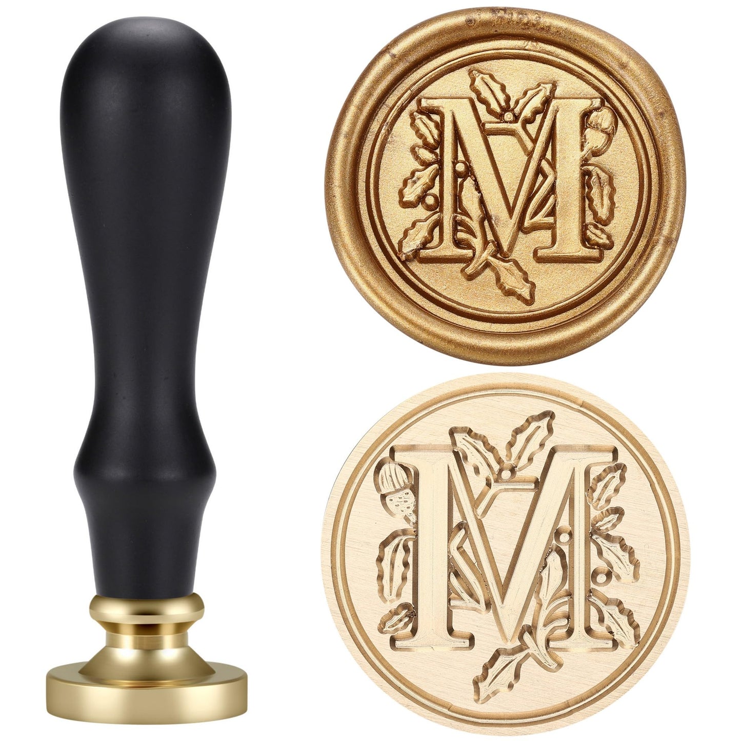 Yoption Traditional Initial Alphabet Wax Seal Stamp with 120 Antique Gold Wax Seal Beads Kit for Wedding Engagement Party Invitation Envelope Christmas Gift Wrap - Letter M