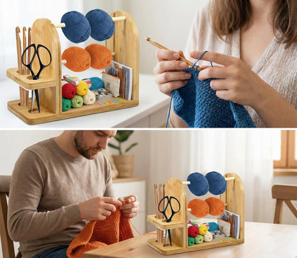 Crochet Yarn Holder, Double Rotating Portable Wooden Yarn Ball Dispenser With Non-Slip Base For Knitting Crocheting, For Mothers, Elders, Women, And Knitting Enthusiasts (1 Pcs)