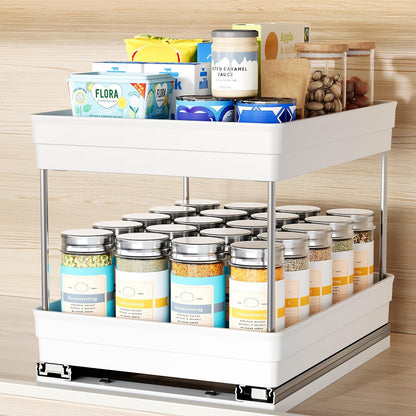 Nieifi Spice Organization for Cabinet-Vertical Spice Rack Pull Out-Spice Rack Organizer for Cabinet-4-1/3 inch Wide-Seasoning Kitchen Organizer-4.3" W x 10.6" D x 8.7" H-2 Pack-2 Tier