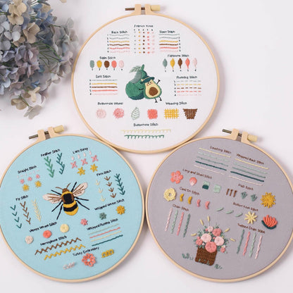 Jyphorixal Embroidery Kit for Beginners Adults Cross Stitch Starter Kit Needle Point Supplies 33 Basic Stitches in 3 Set, DIY Craft Lover Starter Hand Stitch (Flower)