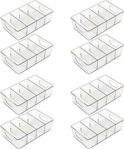 Yieach 8 Pack Stackable Snack Organizer for Pantry Shelf,Clear Pantry Organizers and Storage Bins