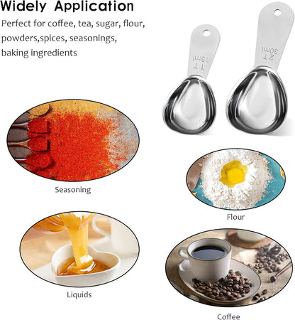 Smithccraft Measuring Coffee Scoop - 18/8 Stainless Steel Set of 2, Metric & US Tablespoons 15ml and 30ml
