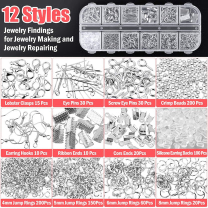 Thrilez Wire Wrapping for Jewelry Making, Repair and Beading Supplies Kit with Craft Ring Wire, Tools, Pliers and Jewelry Findings