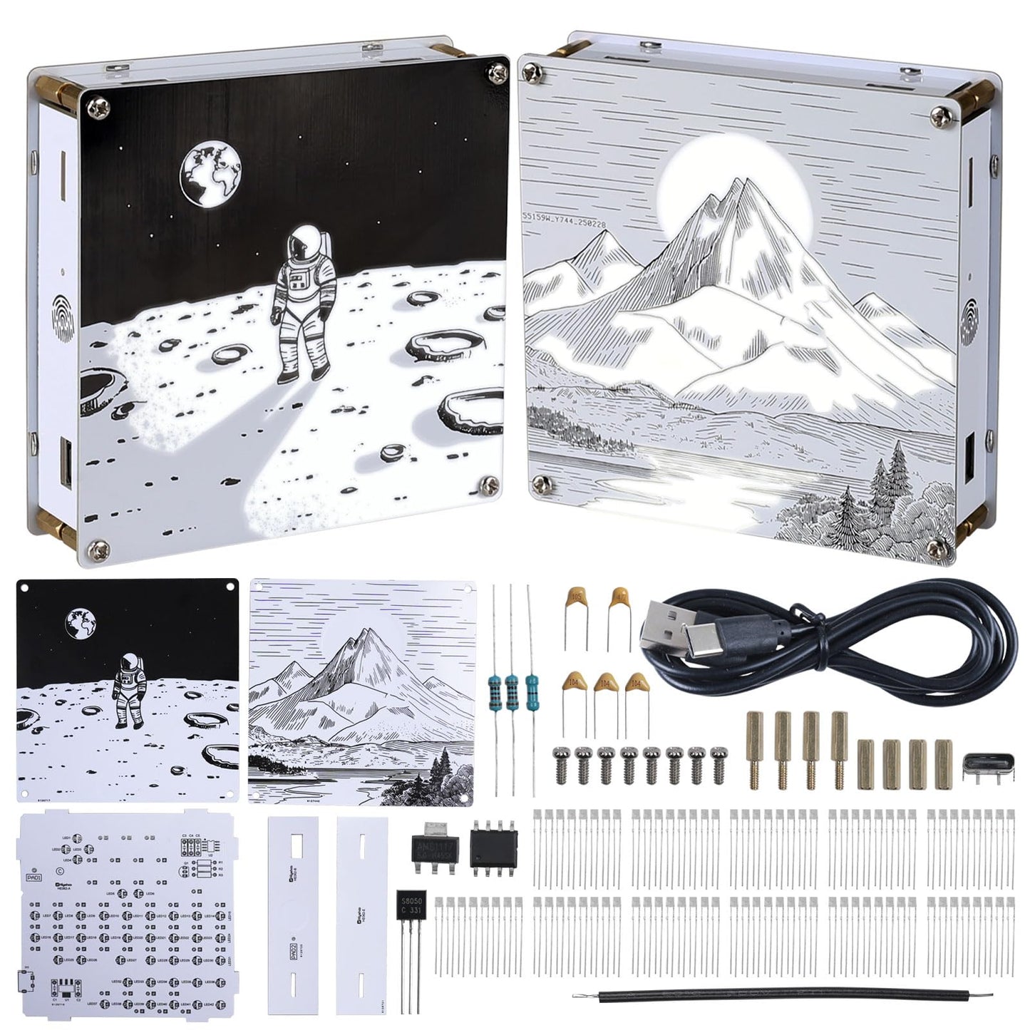 MIOYOOW Light Painting Lamp Soldering Practice Kit, Double-Sided PCB Night Light DIY Soldering Kit with Adjustable Brightness, Electronics Project for School Learning, Desk Decor