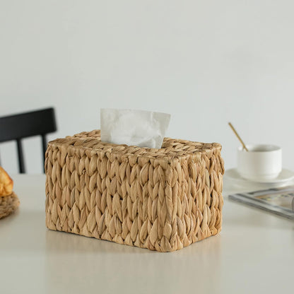 Water Hyacinth Wicker Rectangular Tissue Box Cover, Tall
