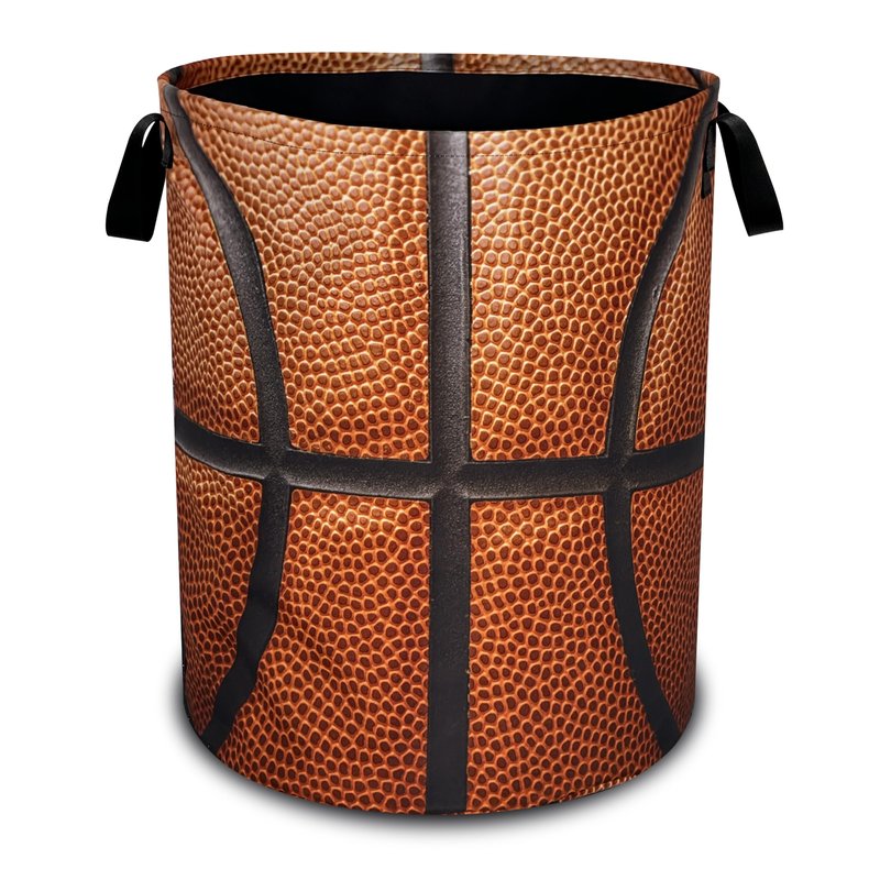 Basketball Laundry Basket Ball Texture Oxford Cloth Laundry Hamper With Handle Foldable Portable Clothes Storage Basket 18.9 X 16.5 Inch Storage Bag For Laundry Room/Bathroom/Bedroom/Dormitories