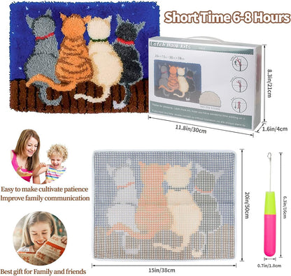 Generic Wolf Latch Hook Kits Rug DIY Cushion Tapestry Making Crochet Hook Mat Making Kits Color Preprinted Pattern Canvas DIY Carpet Needlework Crochet Kits 52x38cm (series-189), HYUAN 52DT LONRG189