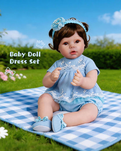 EKOKIZ Reborn Baby Dolls Clothes Girl Blue Baby Doll Clothes 17-20 Inches Doll Outfits and Accessories for Newborn Girl