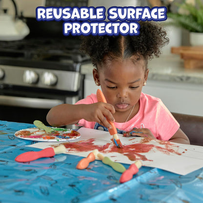 READY 2 LEARN Messy Mat | Protect Tables and Floors While Crafting | Washable High Chair Mat | Waterproof | Reusable and Lightweight | 60”L x 60”W