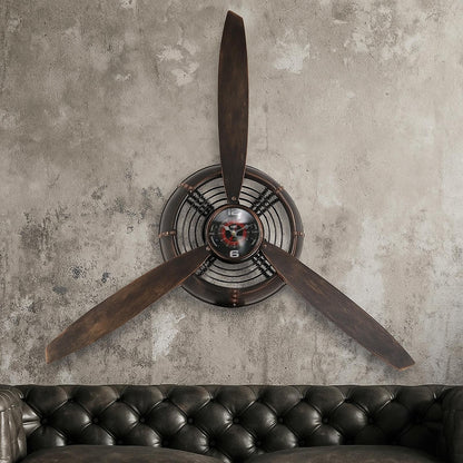 GLOWMIRTH Airplane Propeller Wall Decor,Aviation Decor,Pilot Gifts, Steampunk Clock,Man Cave Clock, Wall Art for Office Bedroom,Battery Operated,Brown