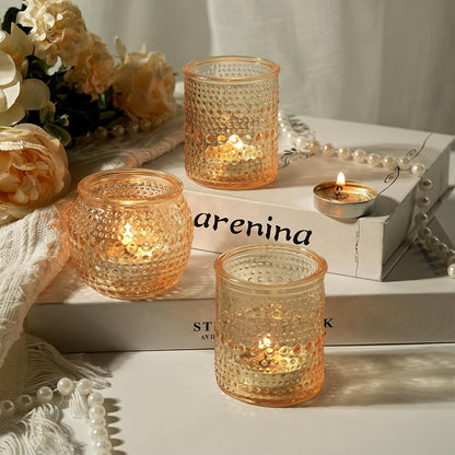 36 Packs 2x2.5inchs Votive Candle Holders for Valentine's Day, Gold Tea Light Candle Holders Glass, Votives Candle