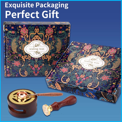 CHUHUAYUAN Wax Seal Stamp Kit - 24 Colors, 624 Pcs Stamp Beads, Sealing Wax Warmer, Metallic Pen & Envelope, Gift & Decoration Set