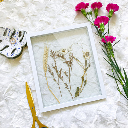 Fiwochic 4 Pack Pressed Flower Floating Picture Frames, 10, 8, 6, 5 Inch White Wooden Double Glass Pressed Flower Frames Wall Tabletop Display for Dried Flowers, Photos, Art, Birthday, Wedding Gift