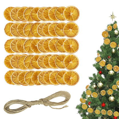 Dried Orange Slices Bulk Natural Orange Fruit Slices with Jute Rope Christmas Tree Decorations DIY Craft Ornaments Hanging Garland Wreath Making Supplies for Xmas Holiday Farmhouse Rustic Decor