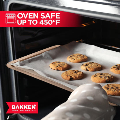 BAKKEN Nonstick Baking Pans - Commercial Grade Carbon Steel Cookie Sheet, 13.18” x 8.66”, Oven Safe to 450°F
