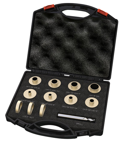 inBovoga 11 Pcs Precision Brass Router Template Bushing Guides Sets and 1/4" Shank Woodworking Router with Carrying Case, Fits Porter Cable Style Router Sub Bases