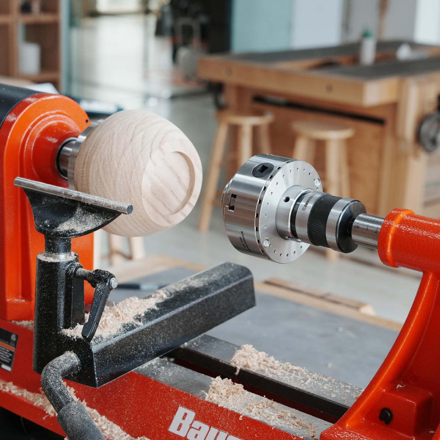 BMWOOD Woodturning Live Tailstock Chuck Adapter to 1" x 8TPI Thread with #2 Morse Taper Mount