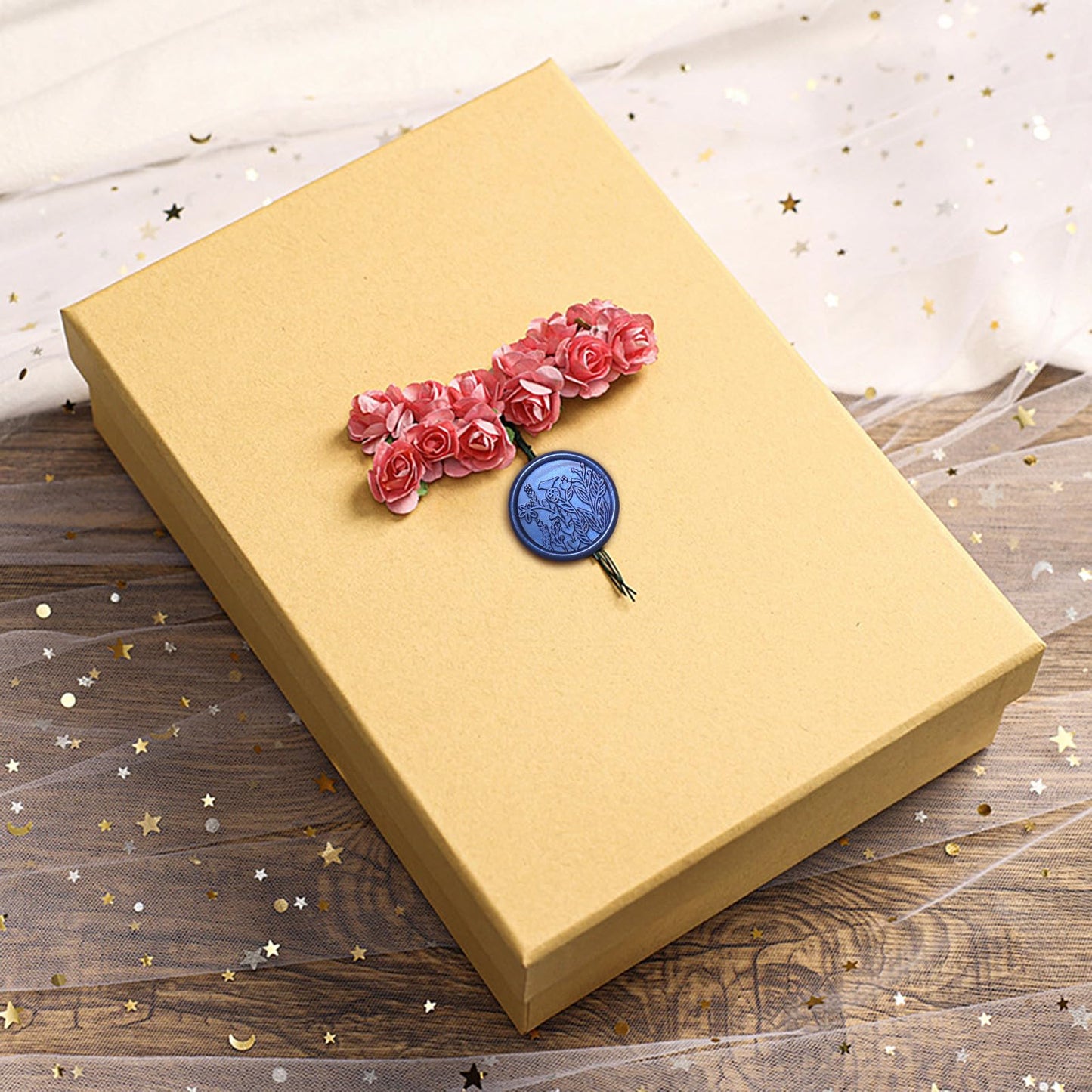 fsalisa 60pcs Wax Seal Stickers Wedding Invitation Envelope Seal Wax Stickers, Botanical Self Adhesive Seal Stickers for Christmas Invitations Cards Wine Packages Gift Wrapping (Royal Blue#-A)