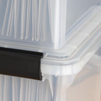 IRIS USA WeatherPro File Box Organizer for Letter/Legal Files, Water Resistant Document Box, Clear 32 Qt.