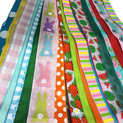 20 Yards Seasonal Fabric Wired Edge Ribbons 1.5” and 2.5” Bulk Variety Pack (20 Assorted Seasonal and Holiday Ribbons, 1 Yard Each – Styles and Textures May Vary) (Easter/Spring)