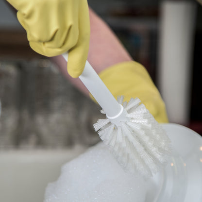 SPARTA 11" Nylon Dish Brush with 2.75" Round Head, Wide-Mouth Bottle and Bowl Cleaning Brush, Commercial Kitchen Use, White