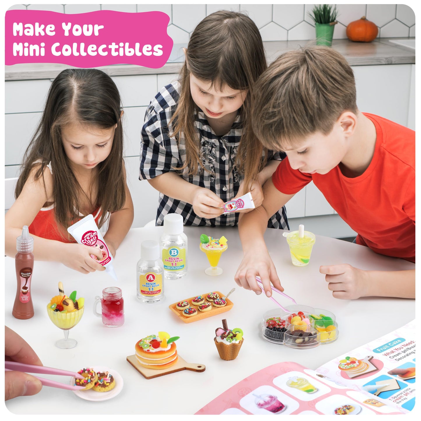 12 Making Miniature Food Toys Set, DIY, Resin Play, NOT Edible, Kitchen Mini Pretend Play Food Set for Kids Age 8-13, Birthday for Girls, 8 9 10, Make Your Food
