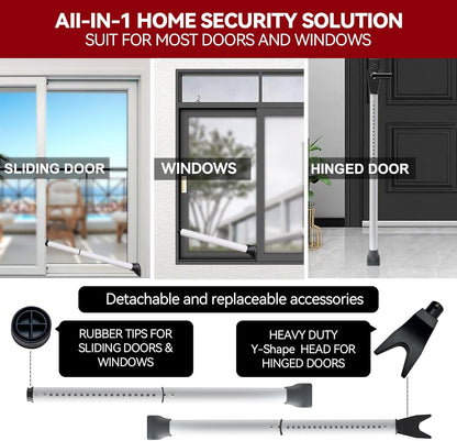 AceMining Door Security Bar - Heavy Duty Adjustable Jammer for Home & Travel | 1 Pack, White