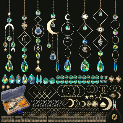 Sun Catcher Kits for Adults, 228pcs DIY Suncatcher Making Supplies Arts and Crafts for Girls Women Hanging Ornaments for Indoor Windows Prism with Crystal Balls Gift for Birthday Mother's Day