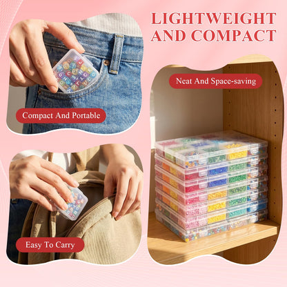 Supkiir Bead Organizer Box, 64 Pcs Small Plastic Bead Storage Containers, Clear Craft Organizers and Storage with Hinged Lid and Labels for Diamond Painting Art, Seeds, Nail Art and Small Parts