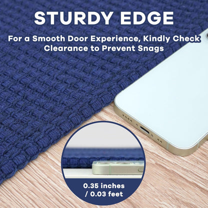 EARTHALL Boho Area Rug 2x3 Ft Washable Rugs for Entryway, Dark Navy Braided Throw Rug with Rubber Backing for Indoor