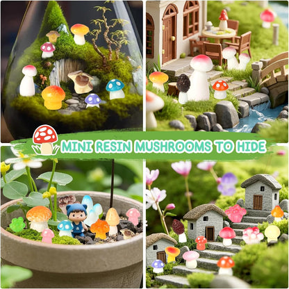 WEIZEW 200pcs Mini Mushrooms Tiny Resin Mushrooms Miniature Little Small Mushroom Figures Bulk for for Micro Fairy