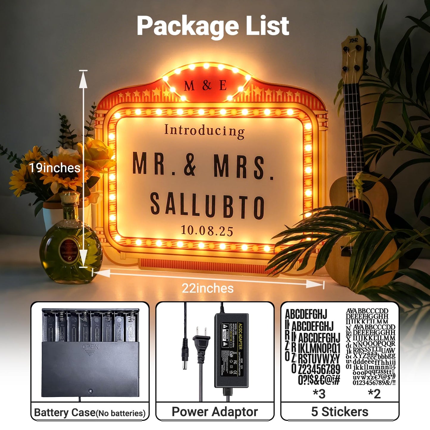 22IN Large Wedding Bottle Service Sign, Personalized Wedding Entrance Props Led Marquee Sign for Reception, Custom Light up Marquee Sign for Bridal Engagement Anniversary Nightclub Gift