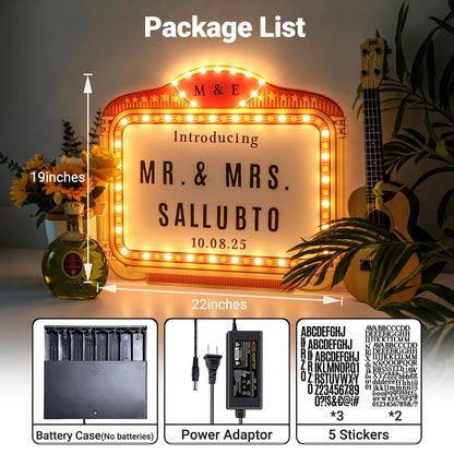 22IN Large Wedding Bottle Service Sign, Personalized Wedding Entrance Props Led Marquee Sign for Reception, Custom Light up Marquee Sign for Bridal Engagement Anniversary Nightclub Gift