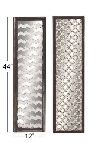 Deco 79 23712 Wood Mirror Wall Panel, 2 Assorted, 12 by 44"