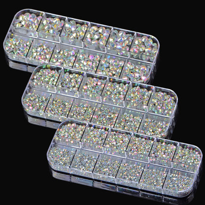 Massive Beads 6500pcs+ Flatback Glass Hotfix Iron On Rhinestones Crystal for DIY Making with 1 Tweezer & 1 Picking Pen for Shoes, Clothes, Face Art, Bags, Manicure (Crystal AB, 6-Sizes)