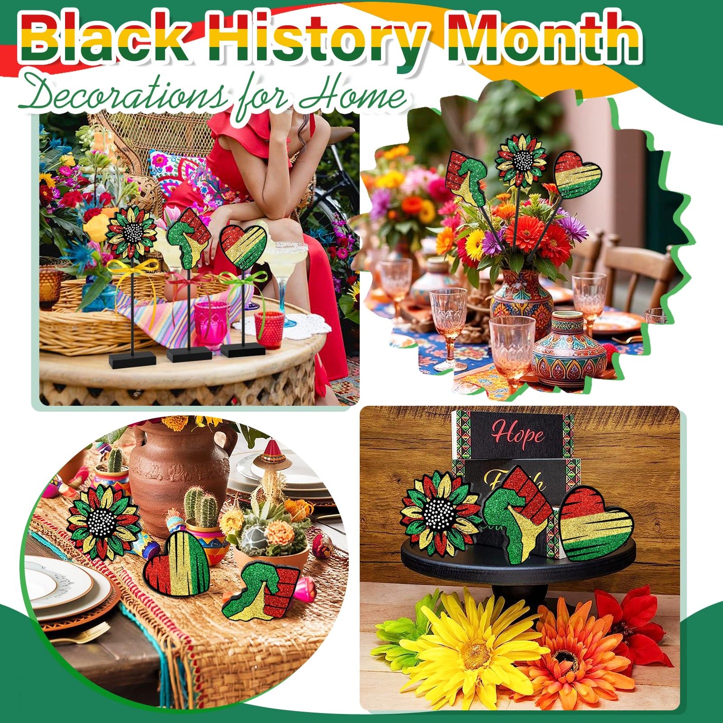3 Pcs Juneteenth Tiered Tray Decor Wooden Signs Rustic 1865 Freedom Black American Juneteenth Table Decoration for African Home Kitchen (History.Shiny)