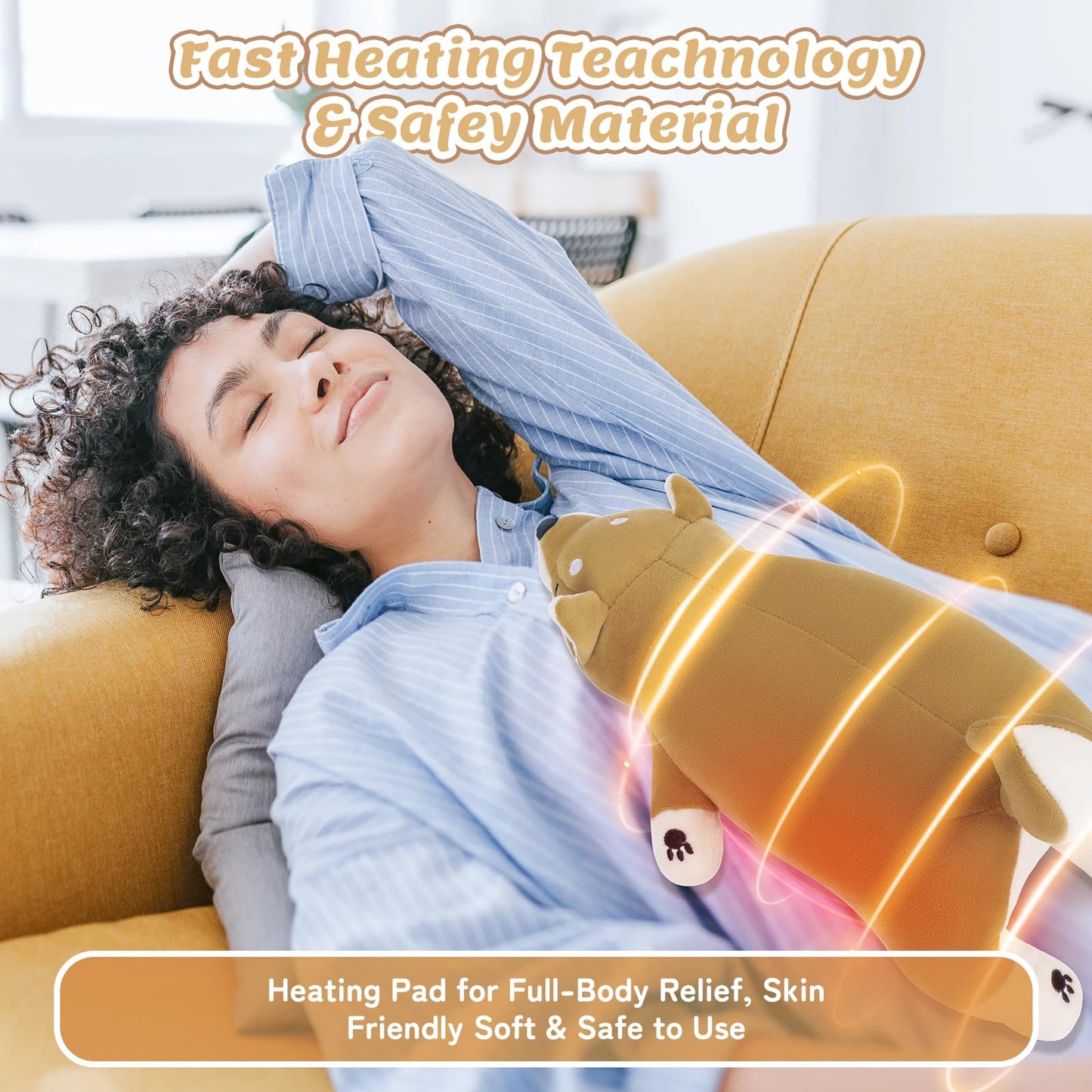 Electric Heating Pad for Period Cramps, Cuddly Soft 14" Capybara Plush with a Hot Soft Belly USB Powered, Menstrual Heating Pad Neck Shoulder Pain Relief, Gift for Women Daughter Wife
