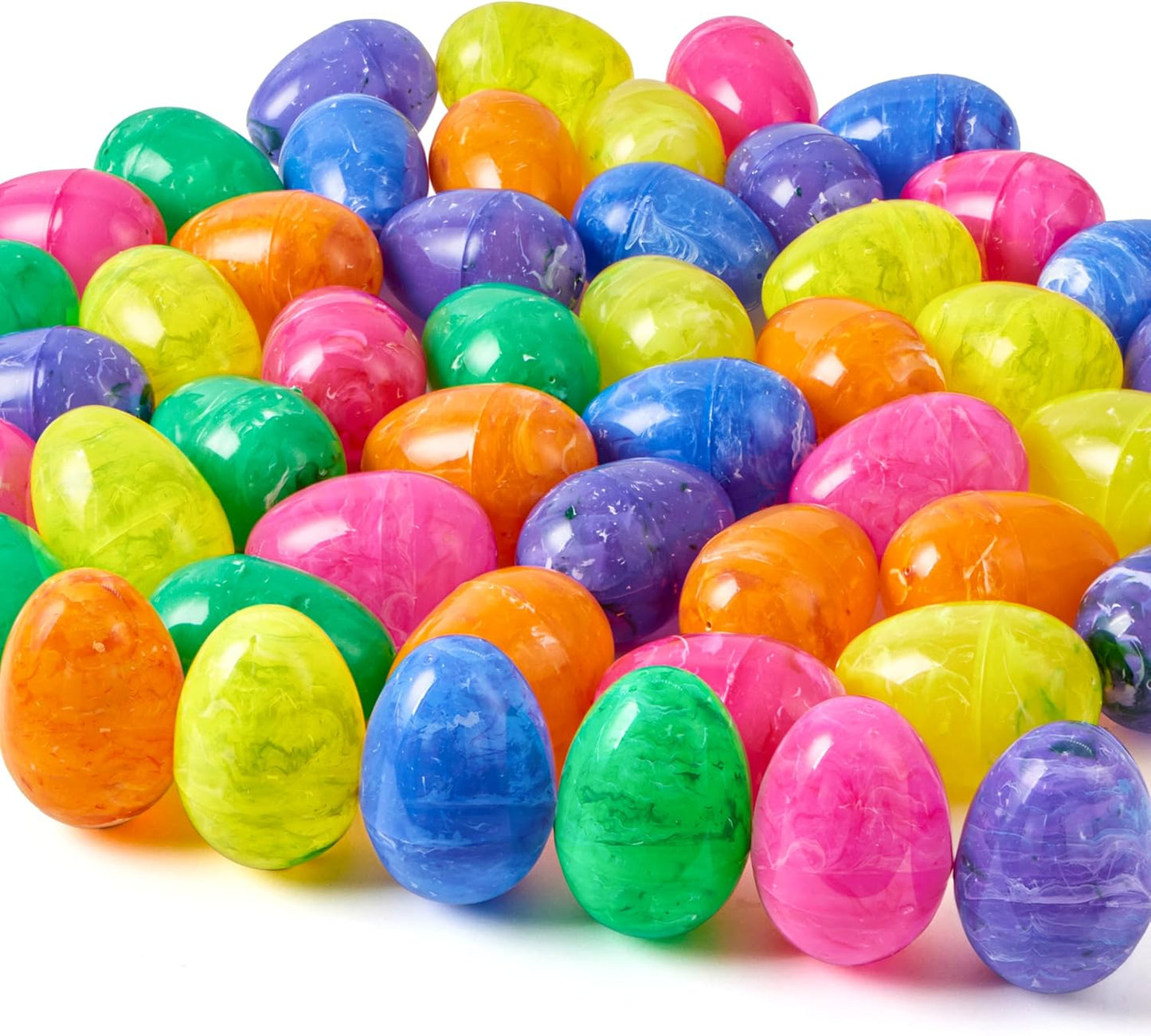 12 3.15" JOYIN Pcs Plastic Iridescent Printed Bright Easter Eggs Tall for Easter Hunt, Basket Stuffers Fillers